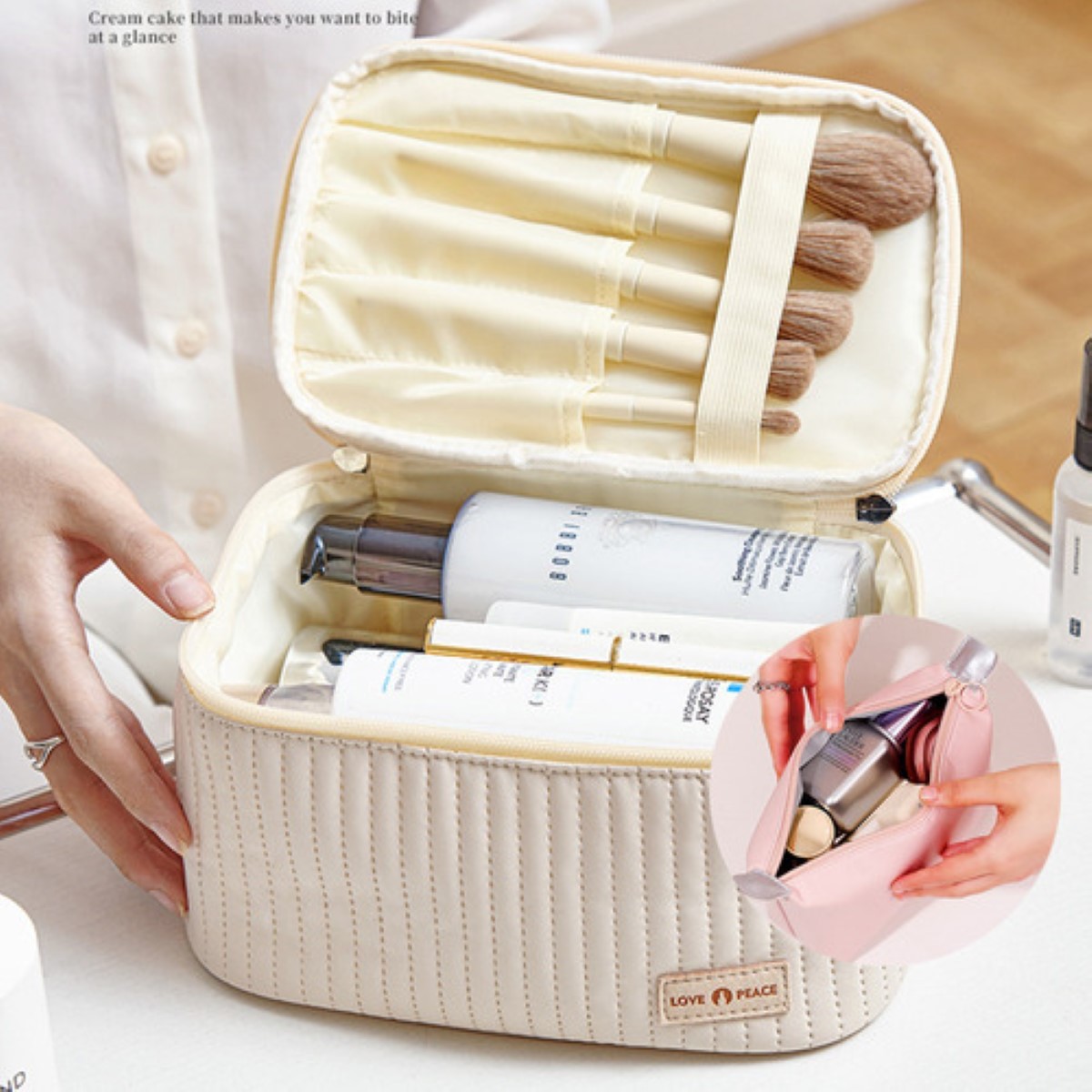 Cosmetiqueras De Viaje Neceser Maquillaje Organizador Set 2 rosa