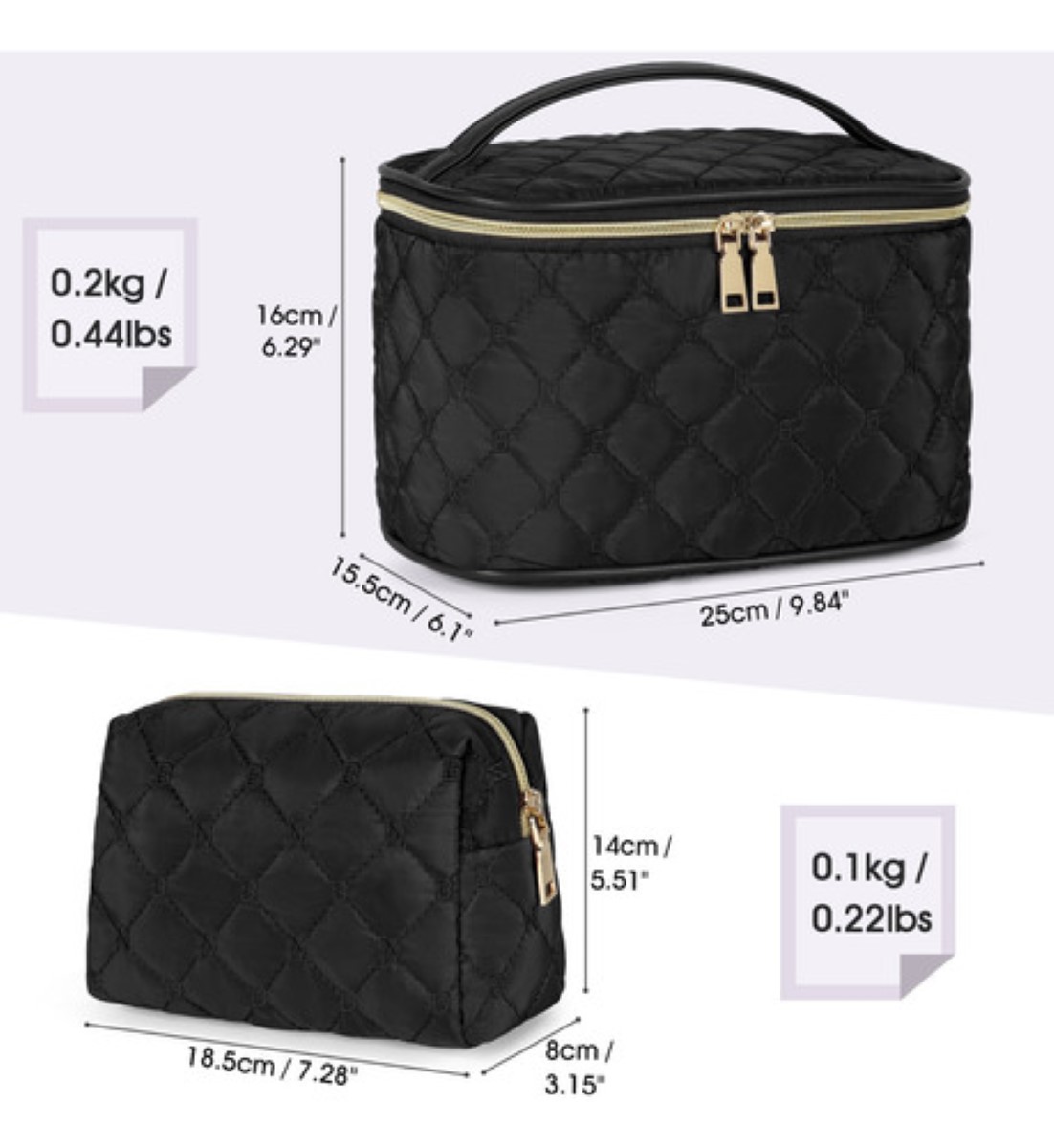 Cosmetiquera Neceser Estuches Maquillaje Neceser Viaje 2pc negro