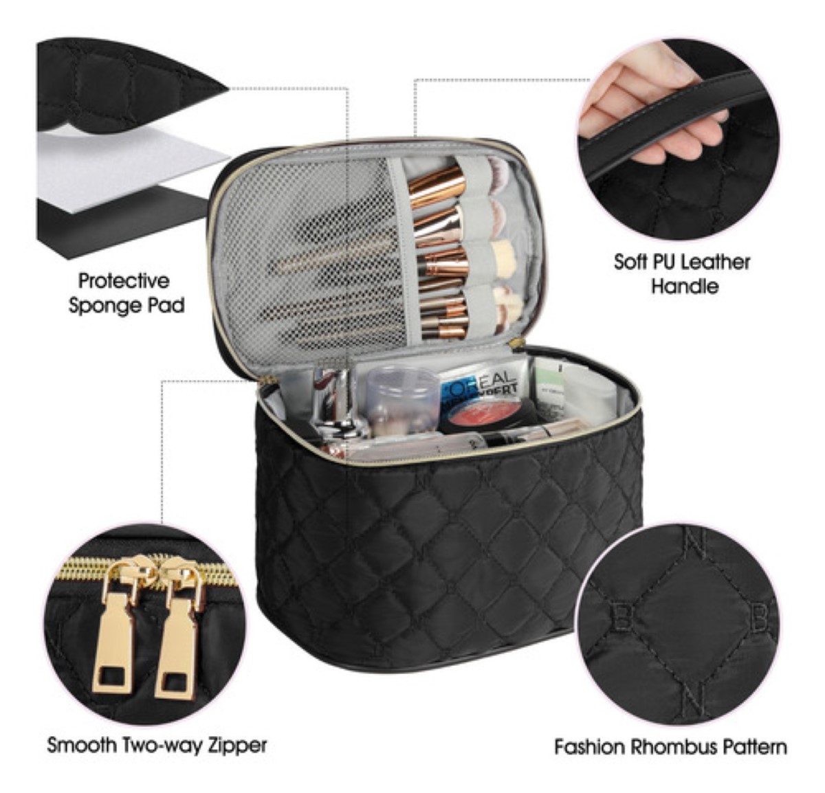 Cosmetiquera Neceser Estuches Maquillaje Neceser Viaje 2pc negro