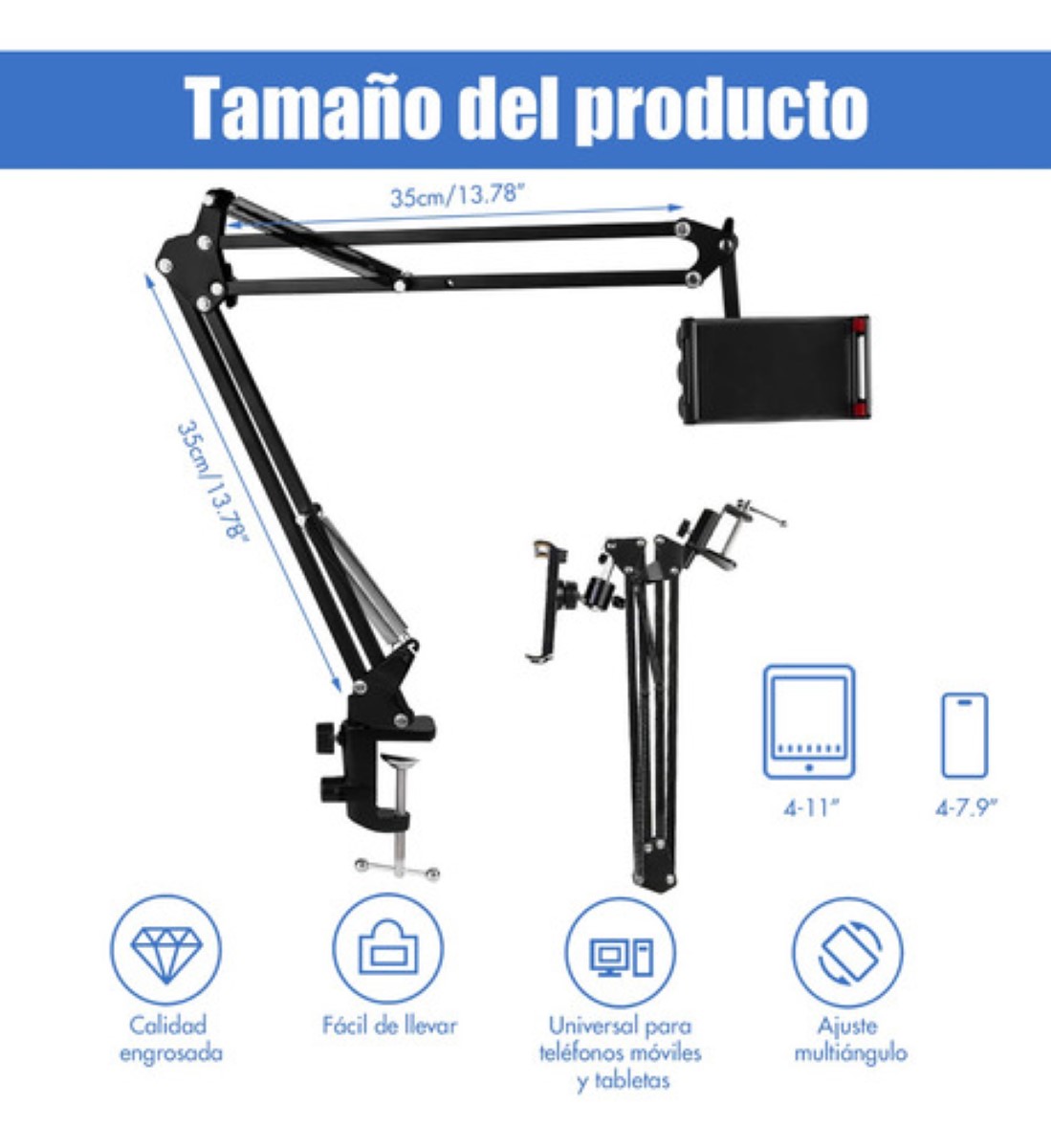 Soporte Para Celular iPad Tablet Ajustable Soporte Brazo negro