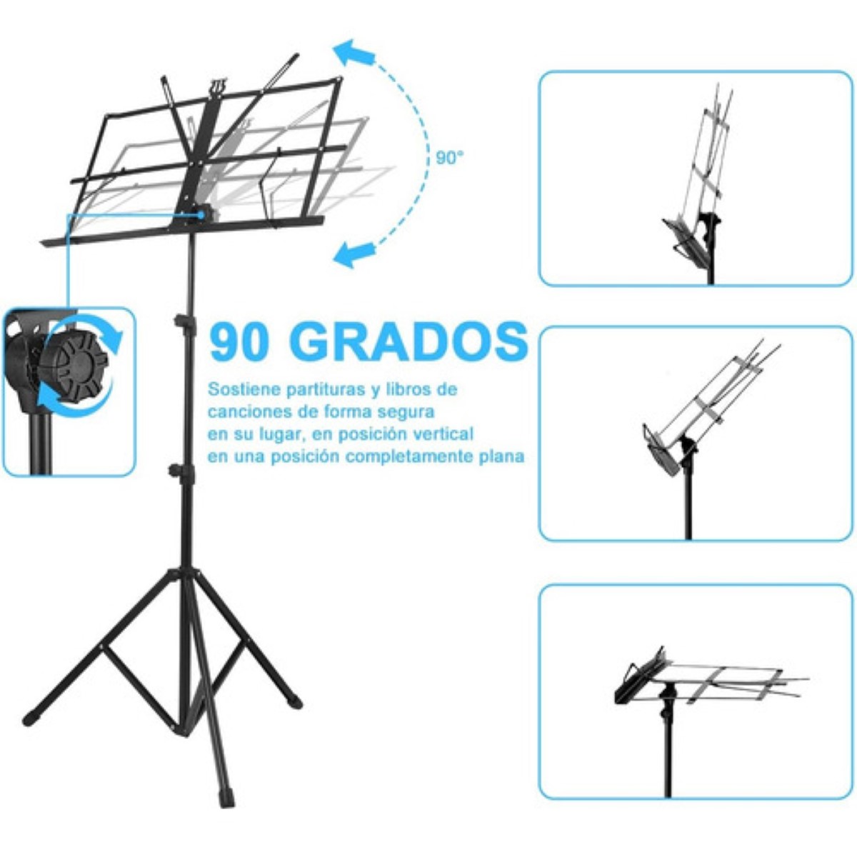 Podio Atril Para Partituras De Altura Ajustable Con Funda negro