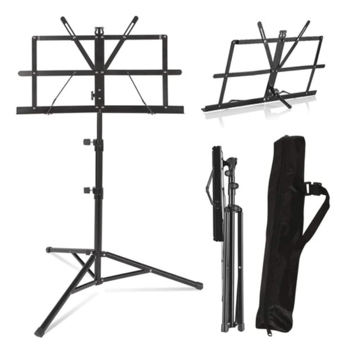 Podio Atril Para Partituras De Altura Ajustable Con Funda negro