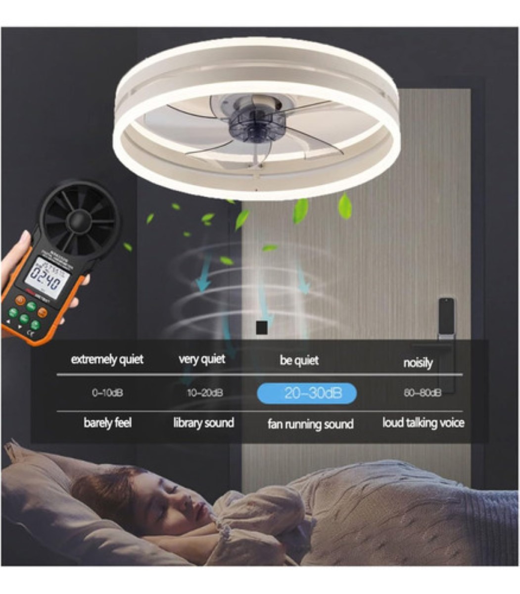 Lampara Ventilador De Techo Con Luz Inteligente Control 50cm Blanco