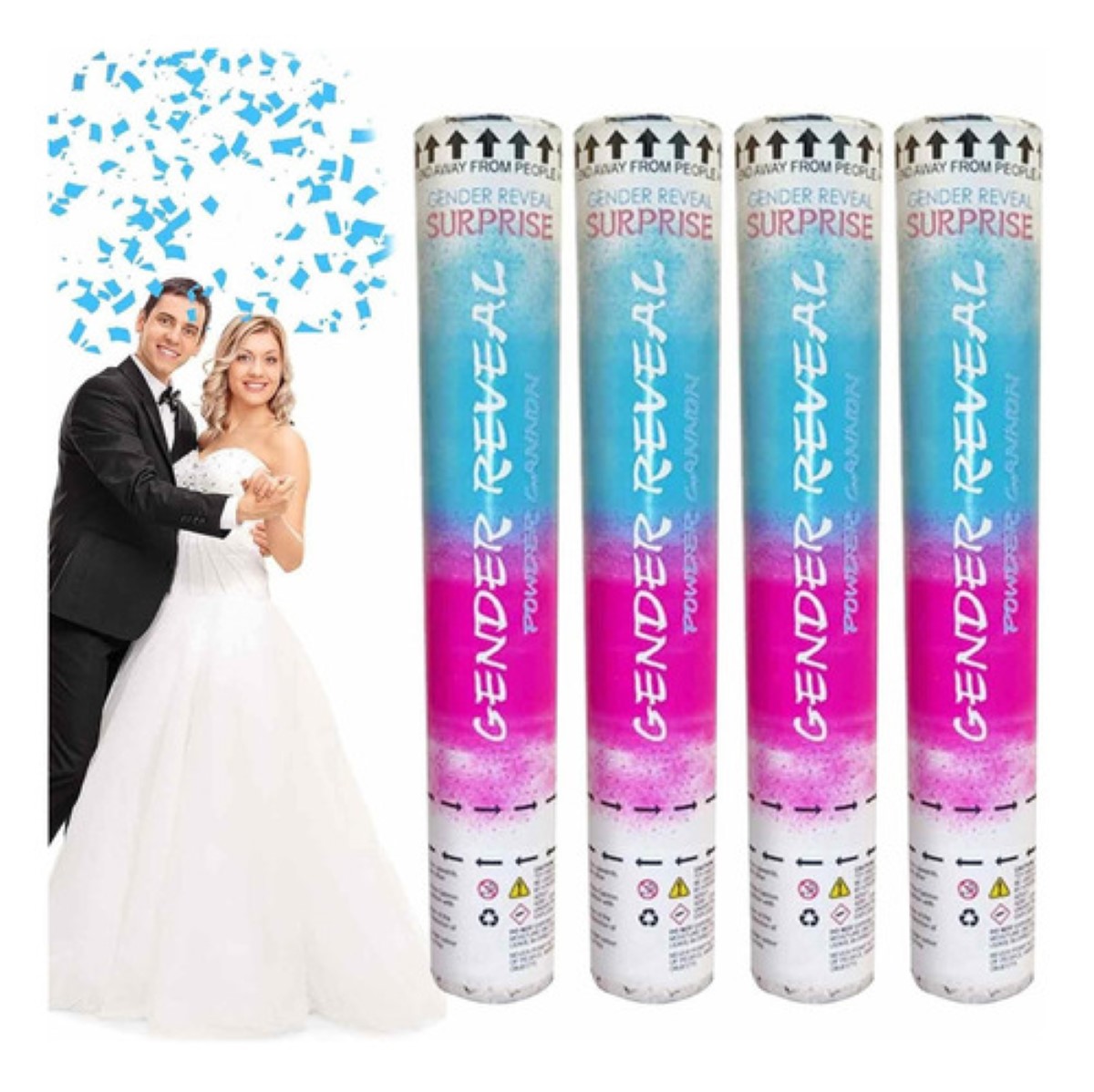 2 Azul Y 2 Rosado Revelación Género Bebé Niño Y Niña Confeti