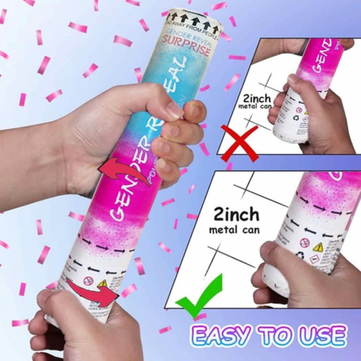 2 Azul Y 2 Rosado Revelación Género Bebé Niño Y Niña Confeti