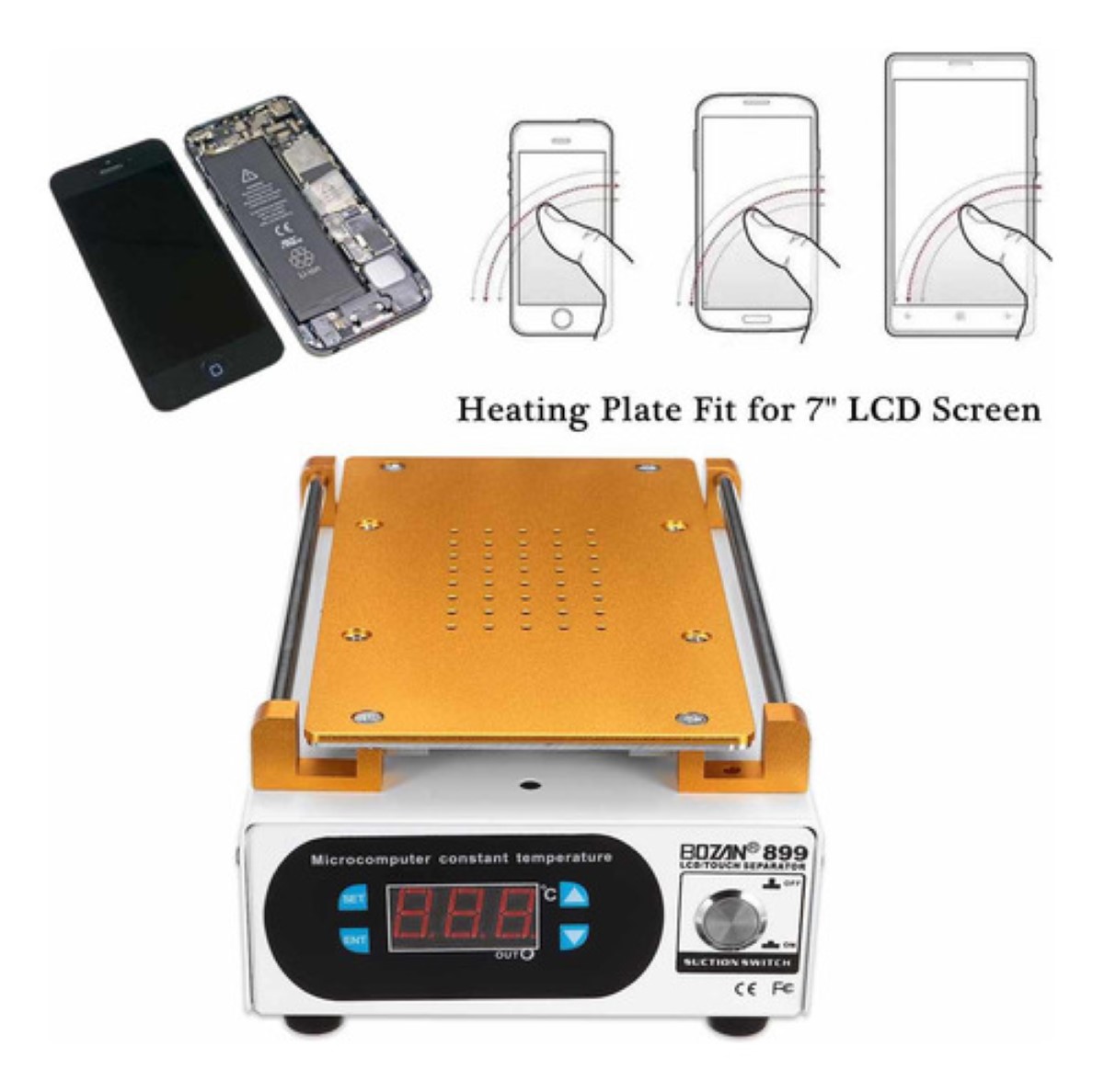 Máquina Plancha Separadora De Pantalla Táctil Lcd De 7 550w Blanco
