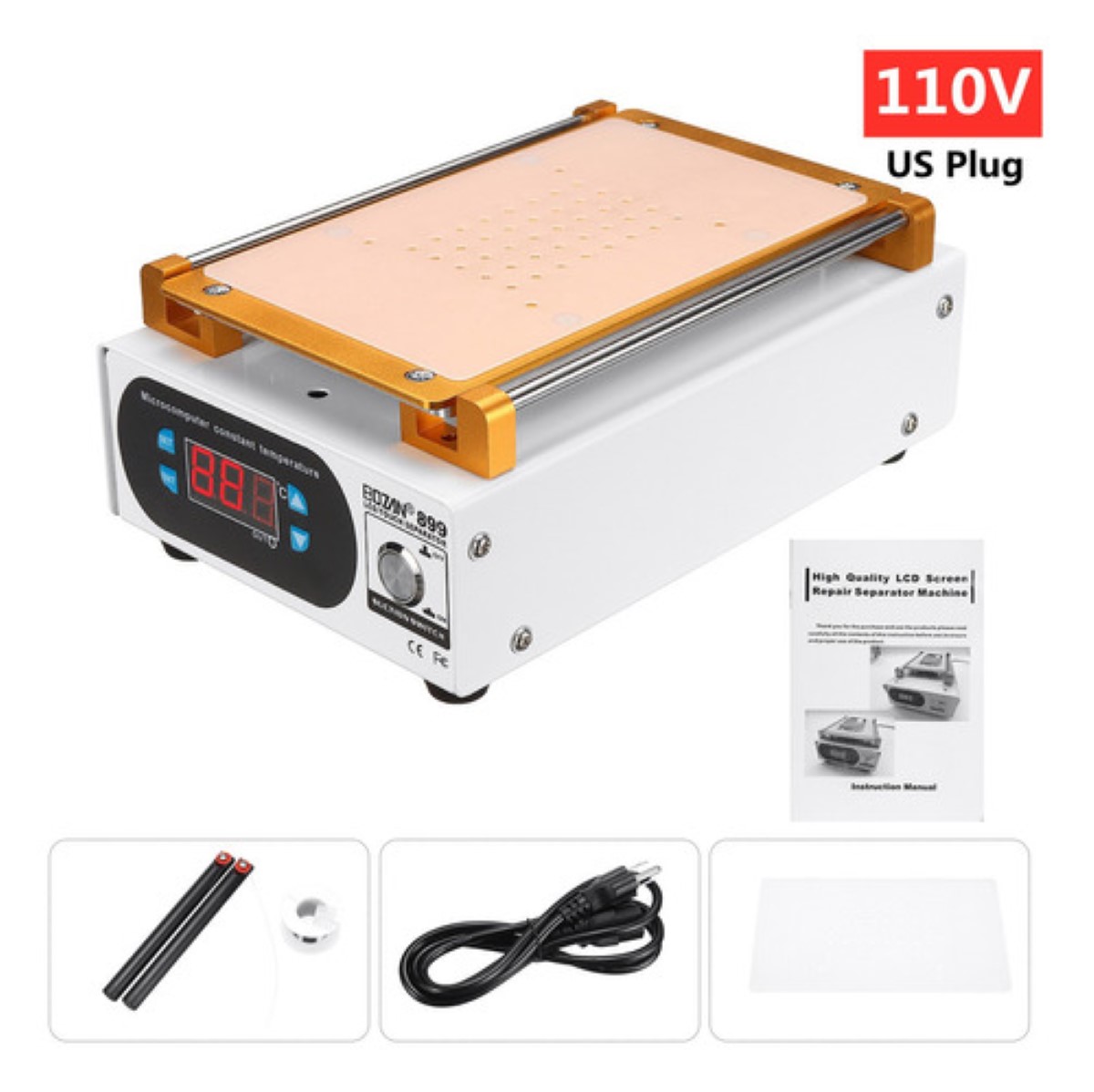 Máquina Plancha Separadora De Pantalla Táctil Lcd De 7 550w Blanco