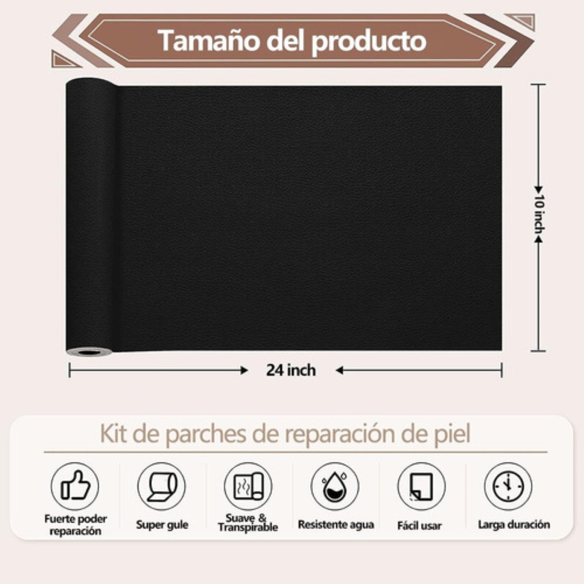 2pcs Parche Autoadhesivo Para Reparación De Vinilo O Cuero NEGRO