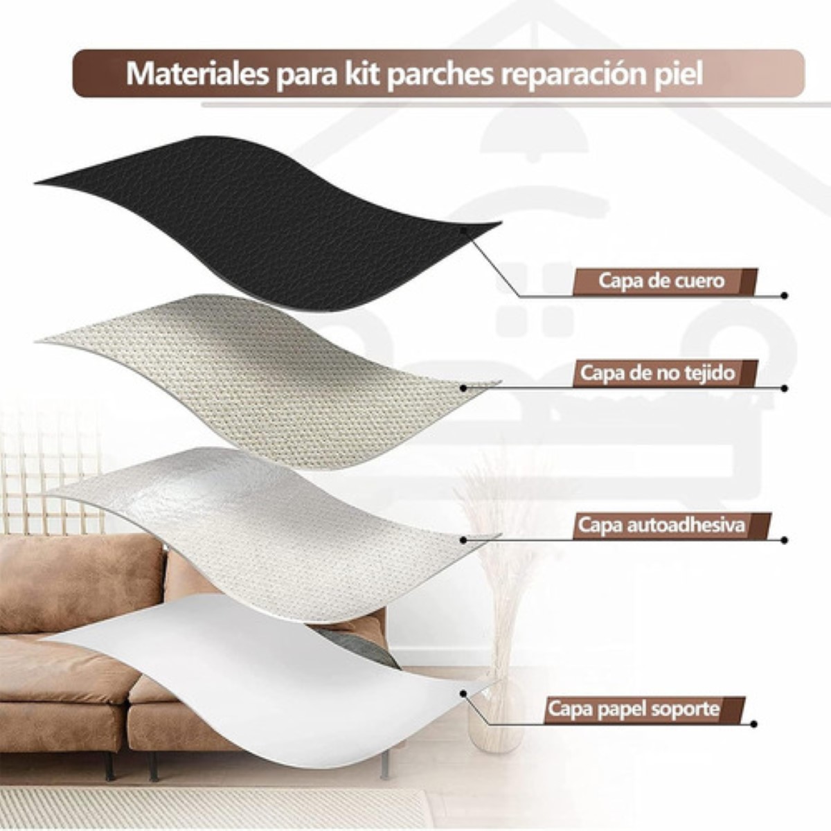 2pcs Parche Autoadhesivo Para Reparación De Vinilo O Cuero NEGRO