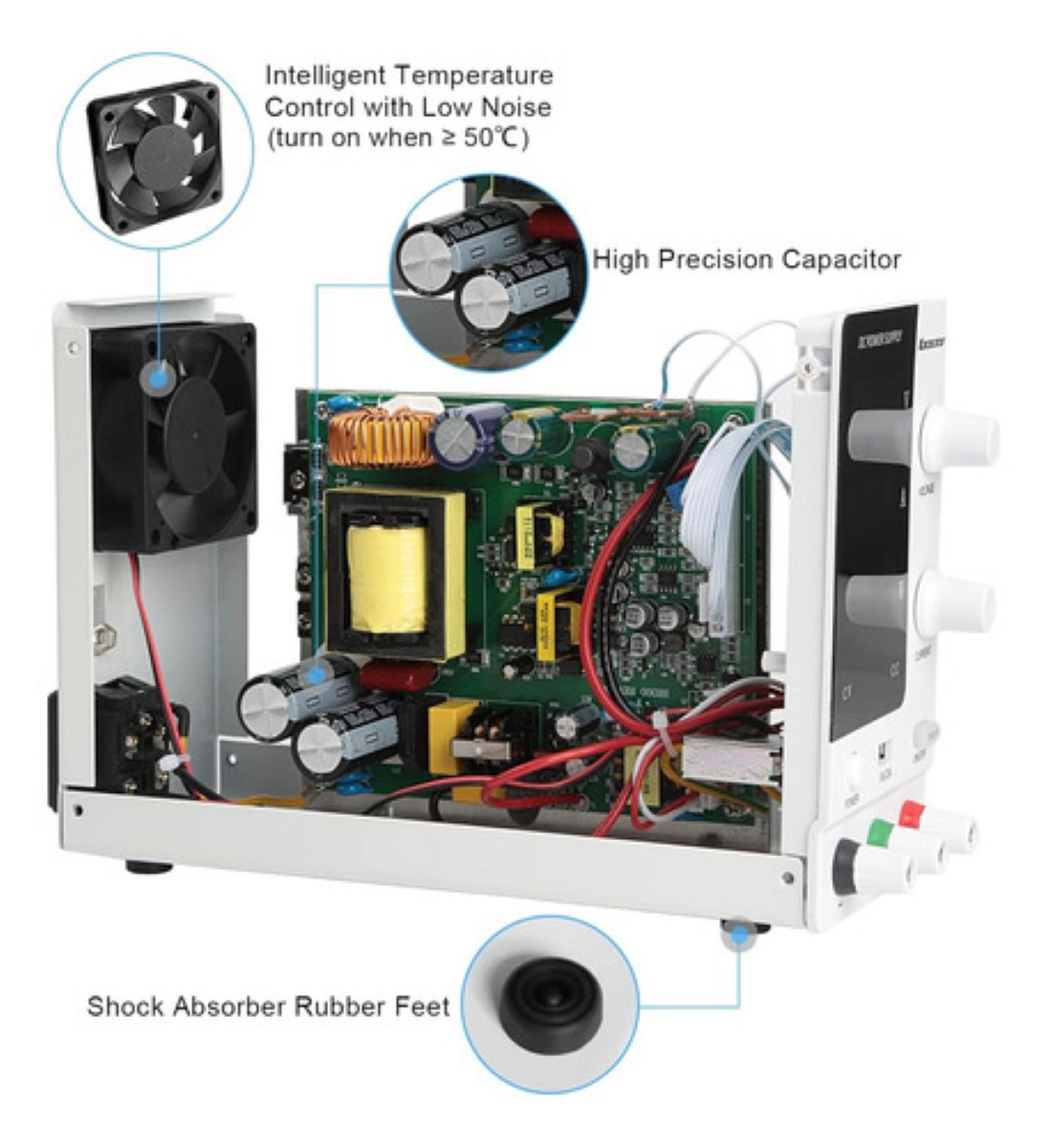 Fuente De Alimentación Regulada Laboratorio 110v 10a-30v blanco