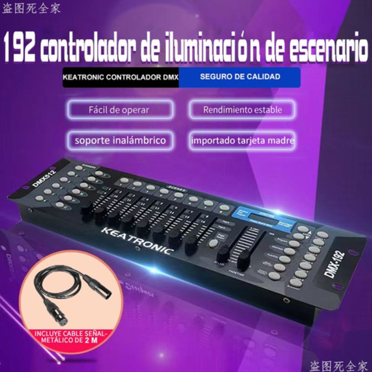 Controlador Dmx 192 Canales Luces Dj Consola 512 + Línea negro