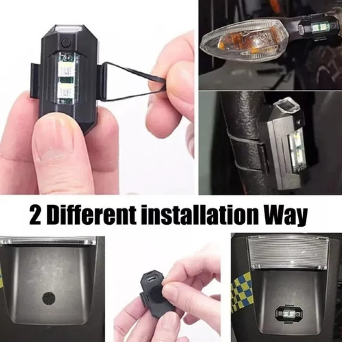 Luces Led De 7 Colores Para Moto, Dron Y Avión (6 Unidades). negro