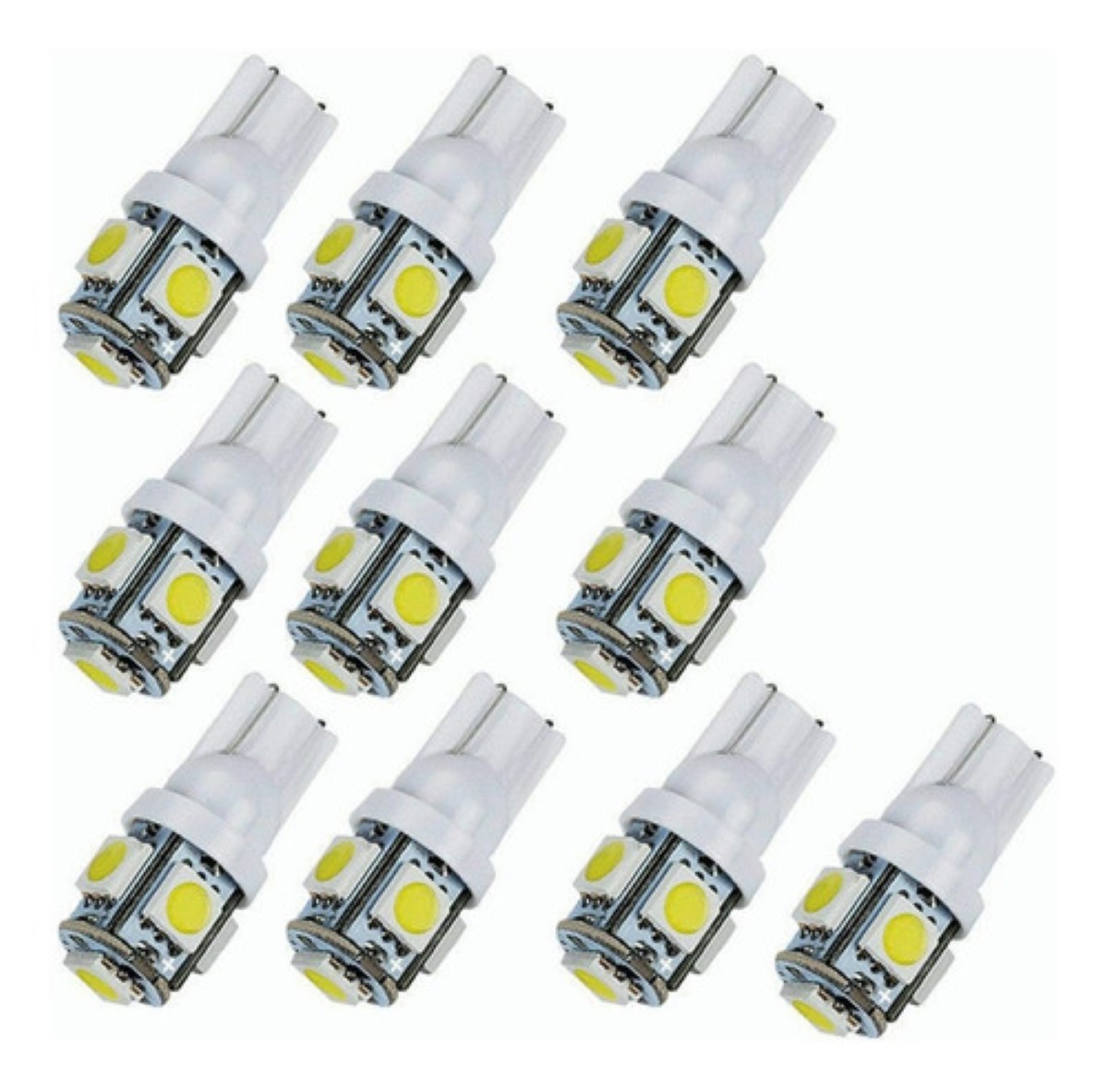 10 Piezas Foco Pellizco 5 Leds 5050 T10-158 Blanco