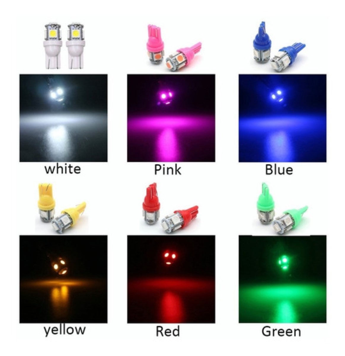 10 Piezas Foco Pellizco 5 Leds 5050 T10-158 Blanco