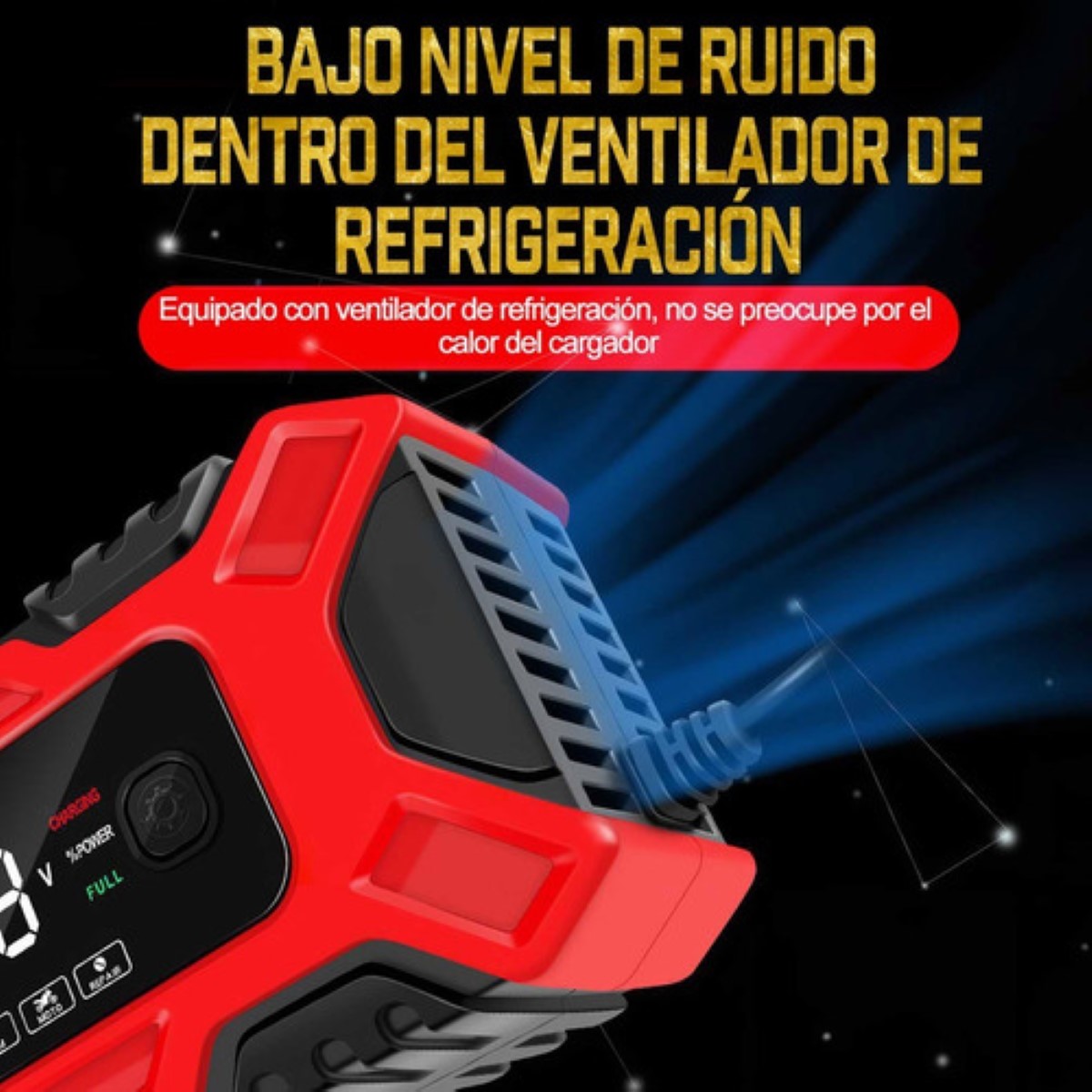 Cargador Rápido Para Inteligente Batería De Coche 12v 6a rojo/negro