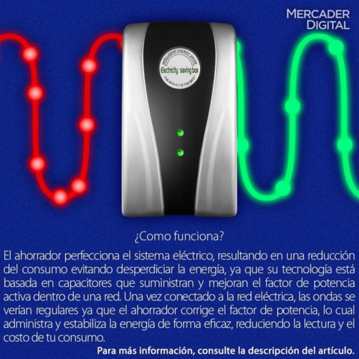 Ahorrador De Electricidad Luz Energía Ahorra Hasta Un 40% Gris/Negro