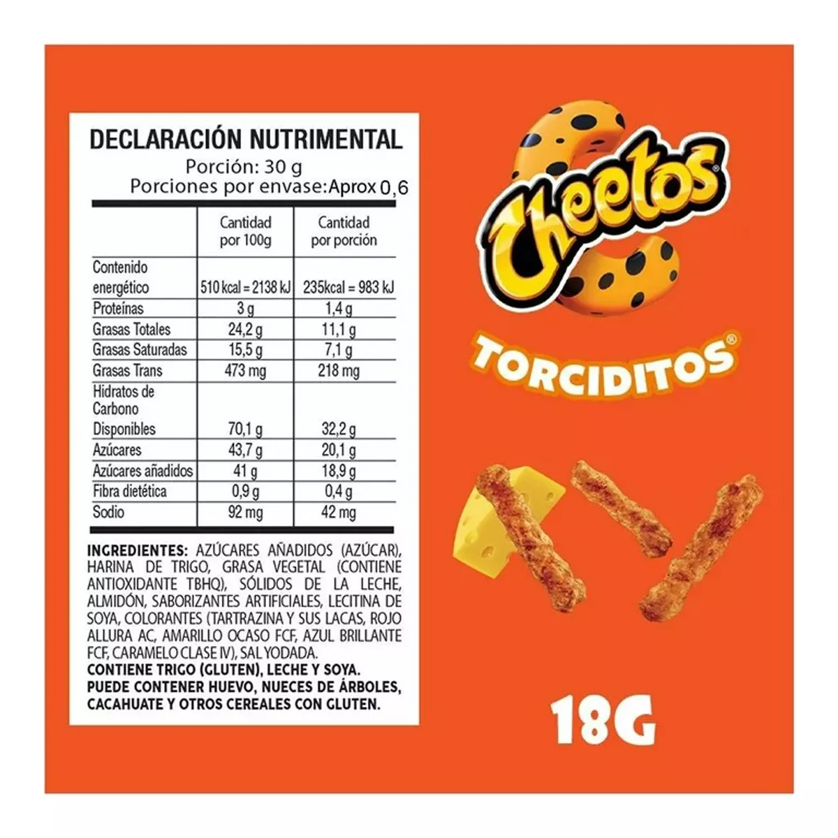 Sabritas Cheetos Torciditos 18 Piezas de 18 gramos c/u