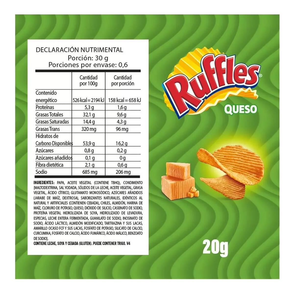 Papas Ruffles 18 Piezas de 20 gramos c/u