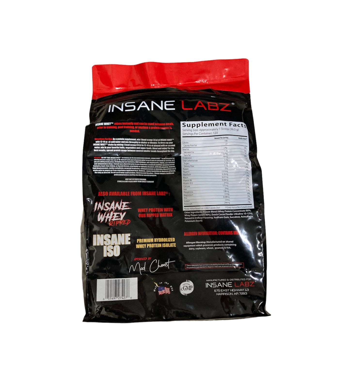 Proteina Insane Whey 9.7Lb 4.4Kg 120 Serv