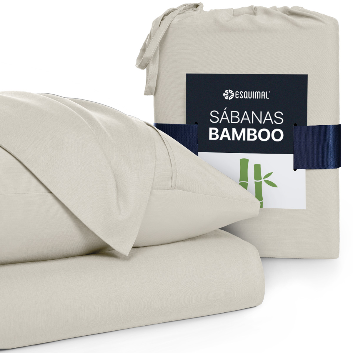 Sábanas Queen Size De Bambú / Bamboo Ultra Suaves Y Frescas Beige ESQUIMAL