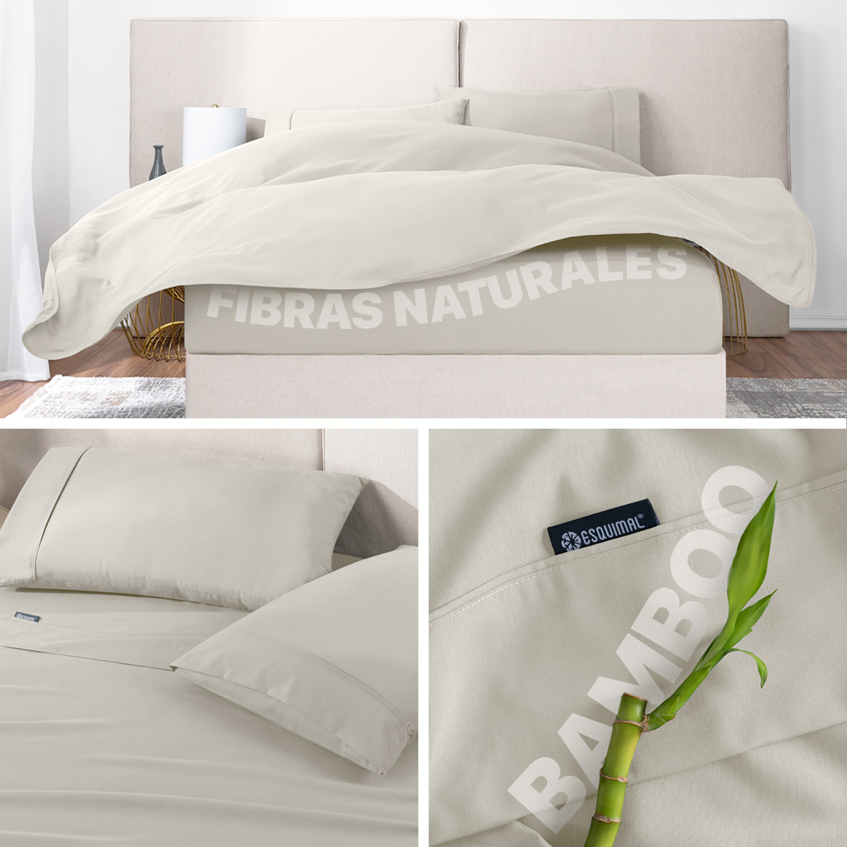 Sábanas Queen Size De Bambú / Bamboo Ultra Suaves Y Frescas Beige ESQUIMAL