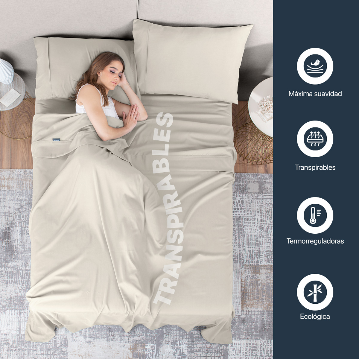 Sábanas Queen Size De Bambú / Bamboo Ultra Suaves Y Frescas Beige ESQUIMAL