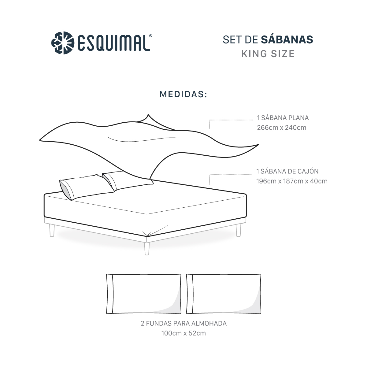 Sábanas King Size De Bambú / Bamboo Ultra Suaves Y Frescas Gris ESQUIMAL.