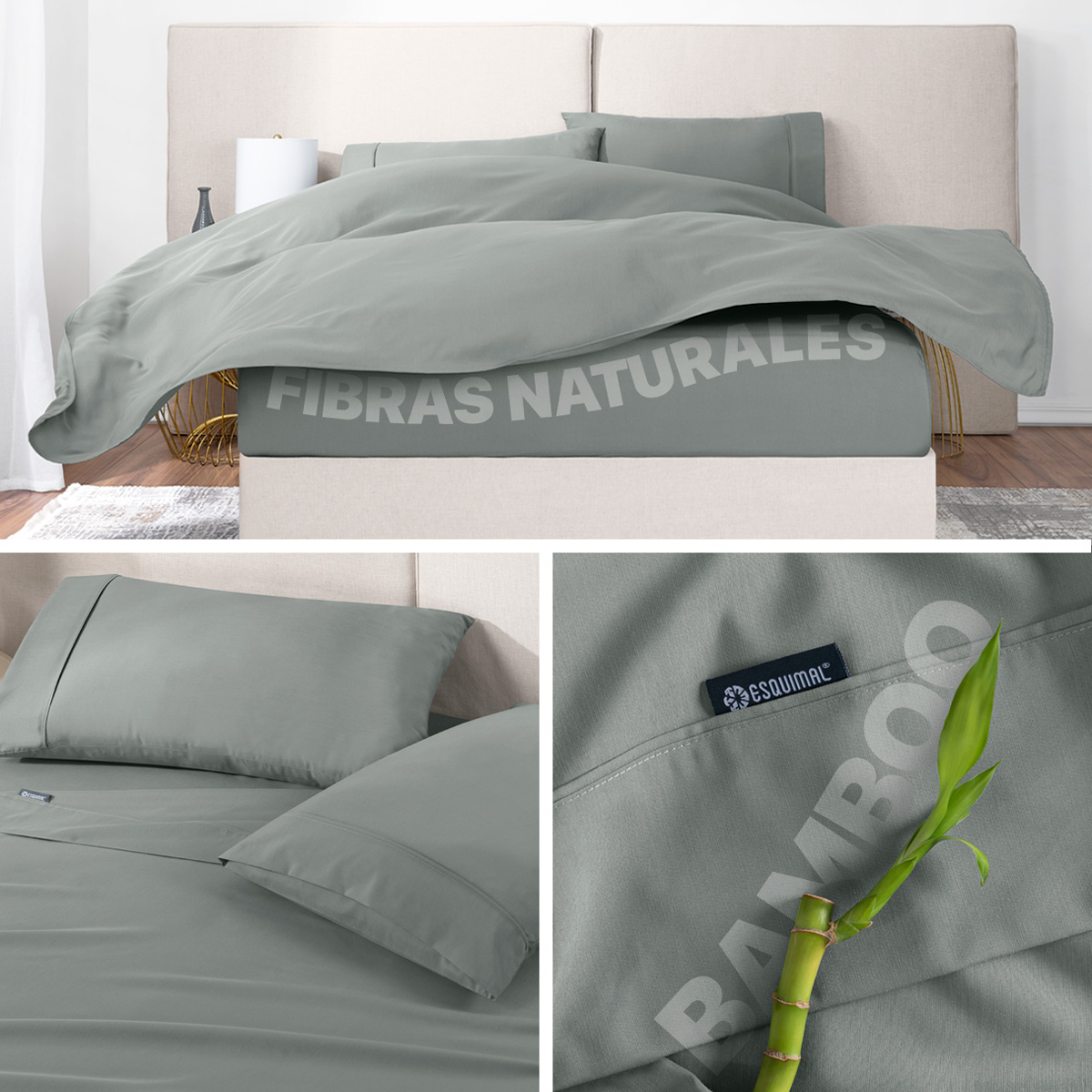 Sábanas Queen Size De Bambú / Bamboo Ultra Suaves Y Frescas Gris ESQUIMAL.