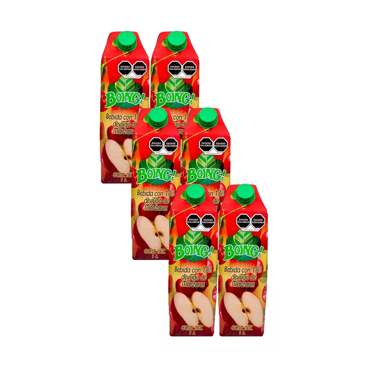 Bebida Boing 1 Litro Sabor Manzana - 6 Piezas
