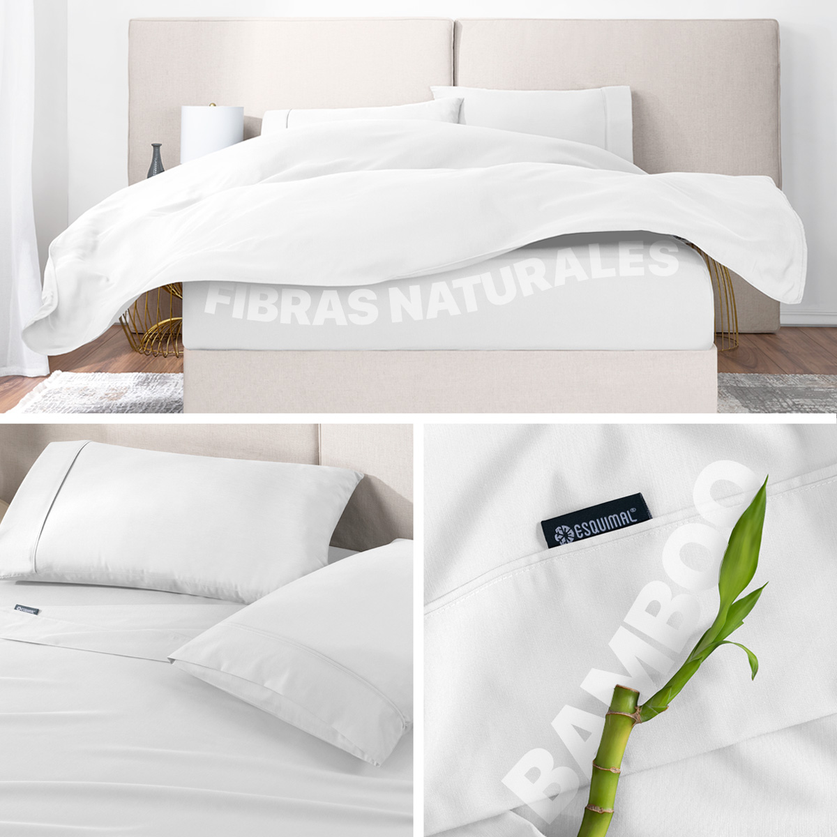 Sábanas King Size De Bambú / Bamboo Ultra Suaves Y Frescas Blanco ESQUIMAL.