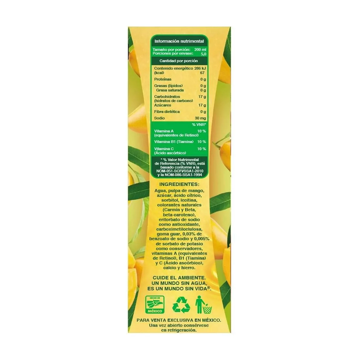 Bebida Boing 1 Litro Sabor Mango - 12 Piezas