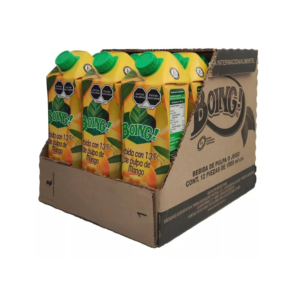 Bebida Boing 1 Litro Sabor Mango - 12 Piezas