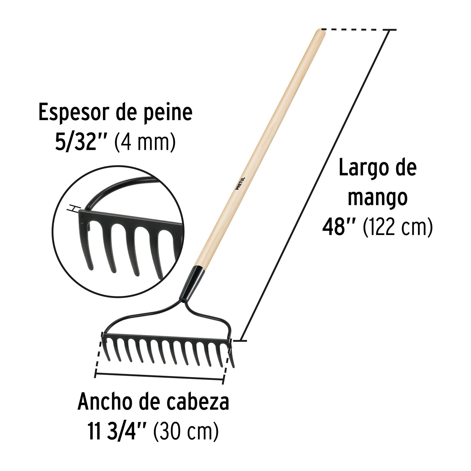 RASTRILLO JARDINERO, 12 DIENTES, PRETUL 20613