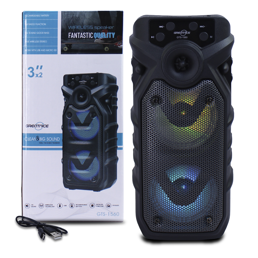 Bocina Bluetooth Greatinice 3x2 Pulgadas Con Luz Led