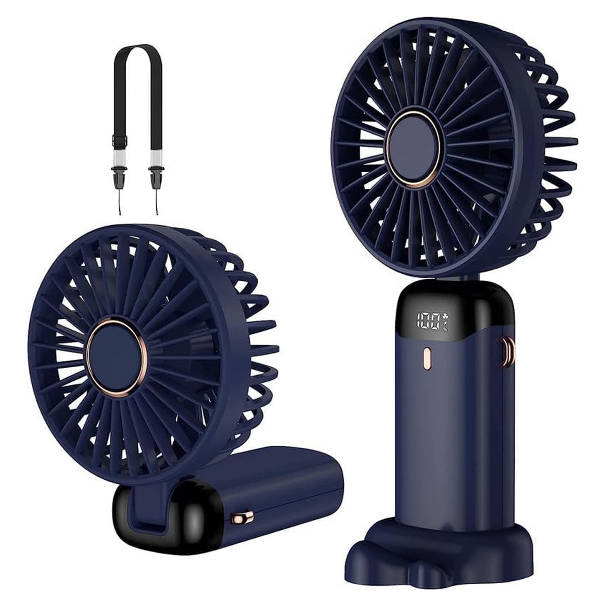 Mini Ventilador Torre Enfriador De Aire Portatil Turbo 5 Velocidades Ajustable Azul Oscuro.