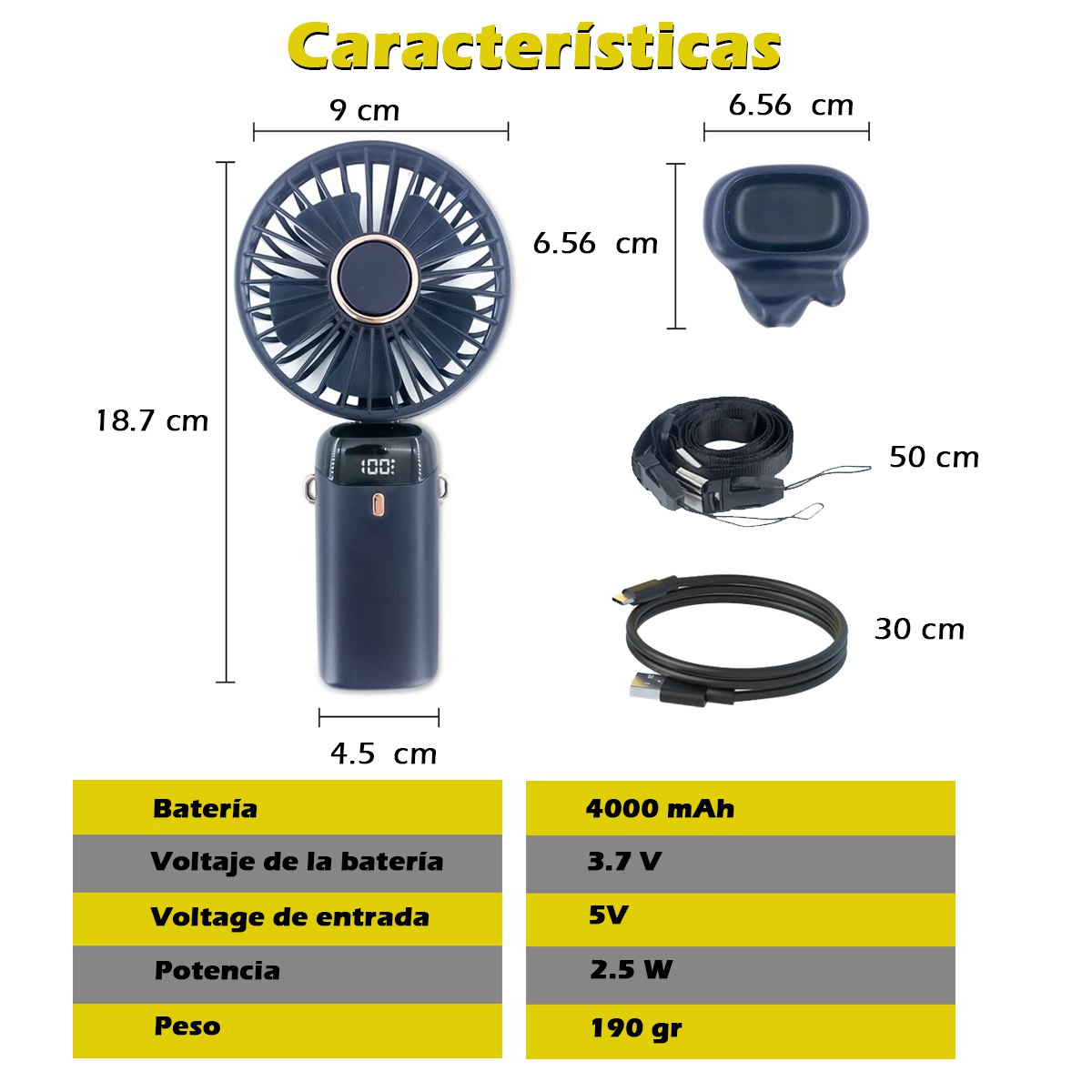 Mini Ventilador Torre Enfriador De Aire Portatil Turbo 5 Velocidades Ajustable Azul Oscuro.