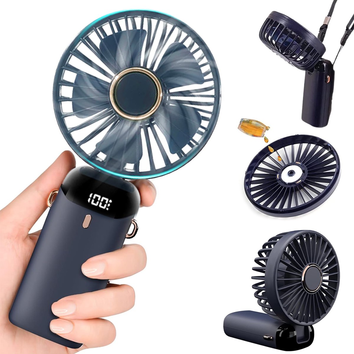 Mini Ventilador Torre Enfriador De Aire Portatil Turbo 5 Velocidades Ajustable Azul Oscuro.