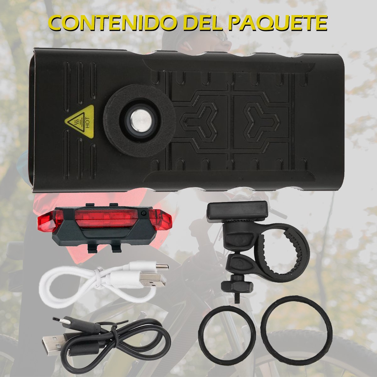 Lámpara Para Bicicleta Bici Moto Luces Casco Usb Batería Recargable 10,000 mAh Powerbank