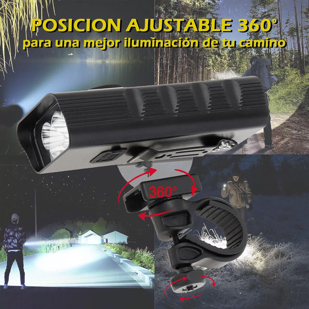 Lámpara Para Bicicleta Bici Moto Luces Casco Usb Batería Recargable 10,000 mAh Powerbank