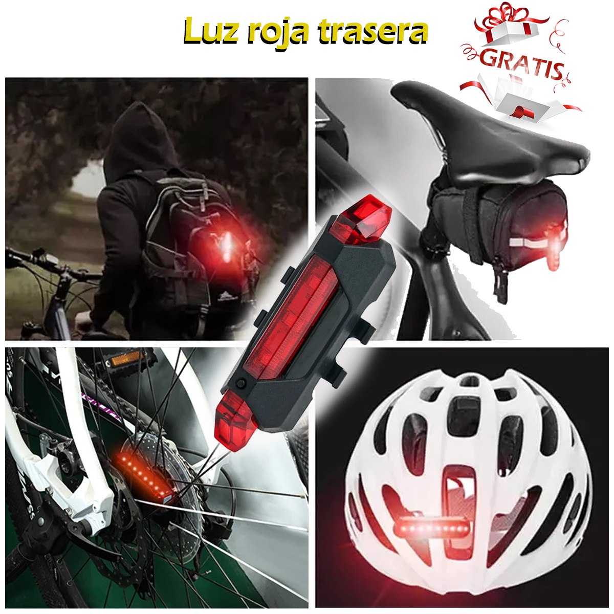Lámpara Para Bicicleta Bici Moto Luces Casco Usb Batería Recargable 10,000 mAh Powerbank