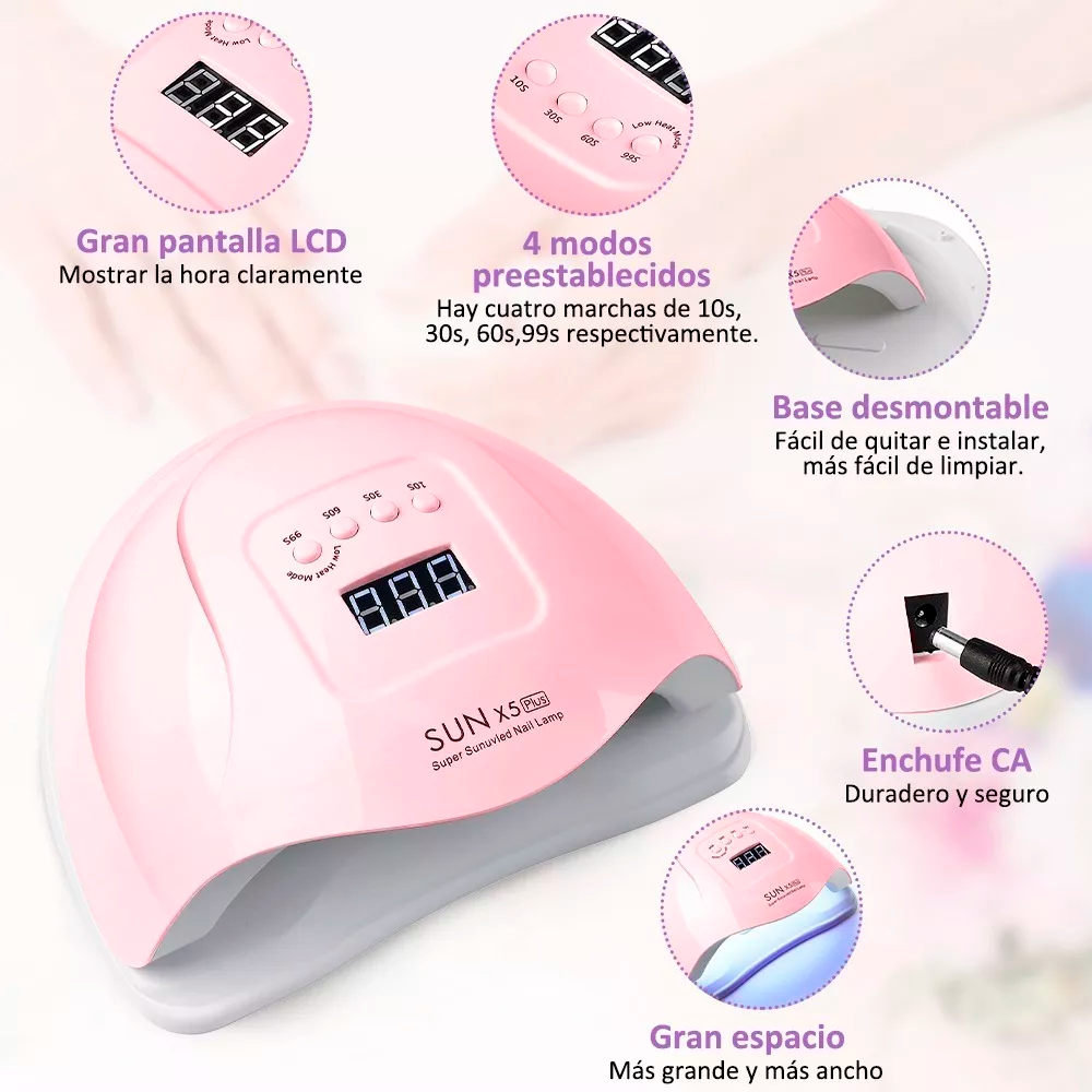 Uñas Naturales Acrilicas Gel Postizas Decoración Para Uñas Naturales Manicura Lampara UV Taladro Esmeril Foil Adornos