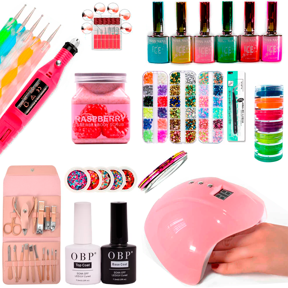 Kit De Uñas Arte Y Decoración De Uñas Taladro + Esmaltes  Uñas Acrílicas Arte decorativo Cuidado de Manos Kit Manicura
