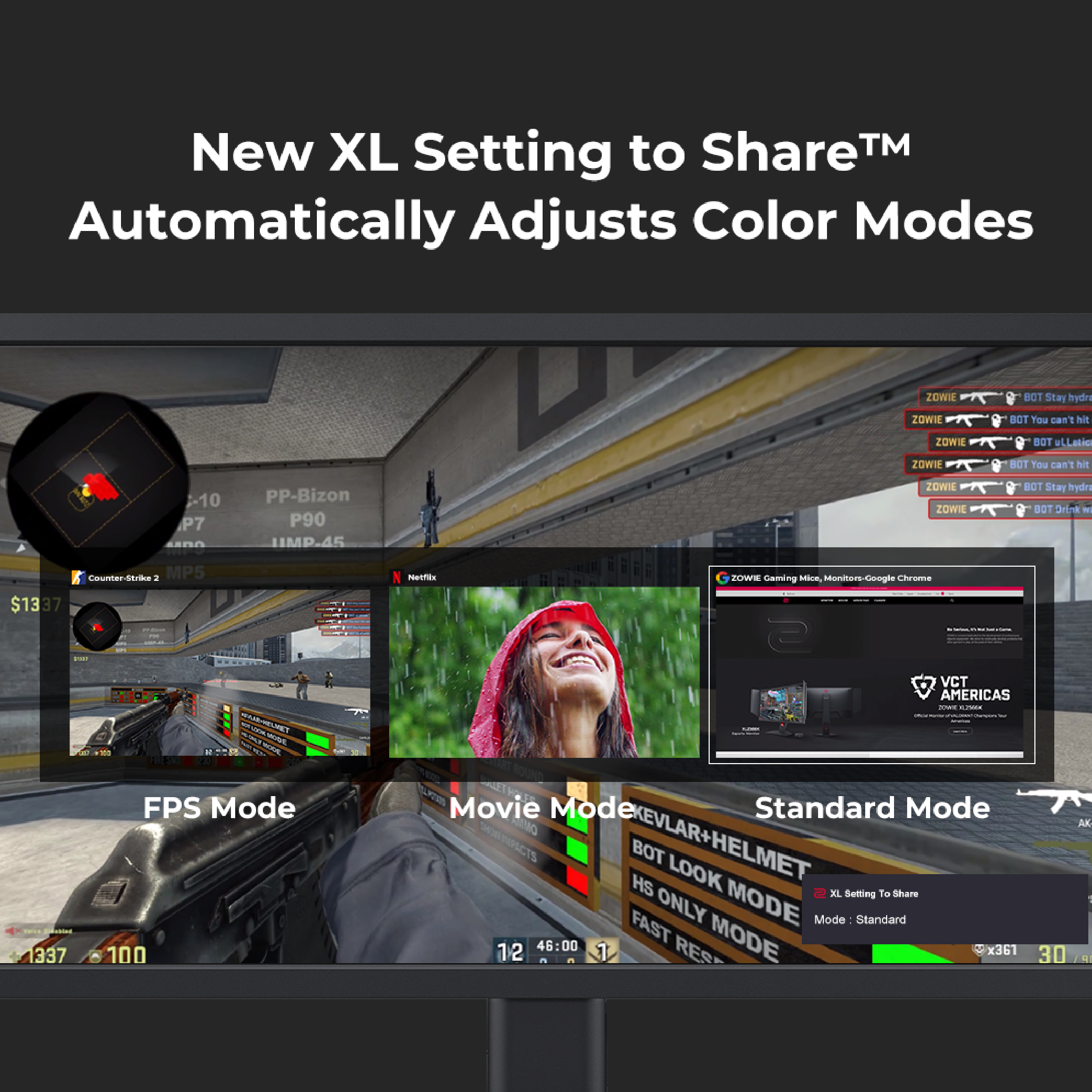 BenQ Monitor de Juegos Zowie XL2546X de 24.5 Pulgadas, TN rápido de 240Hz, DyAcTM2, 1080p