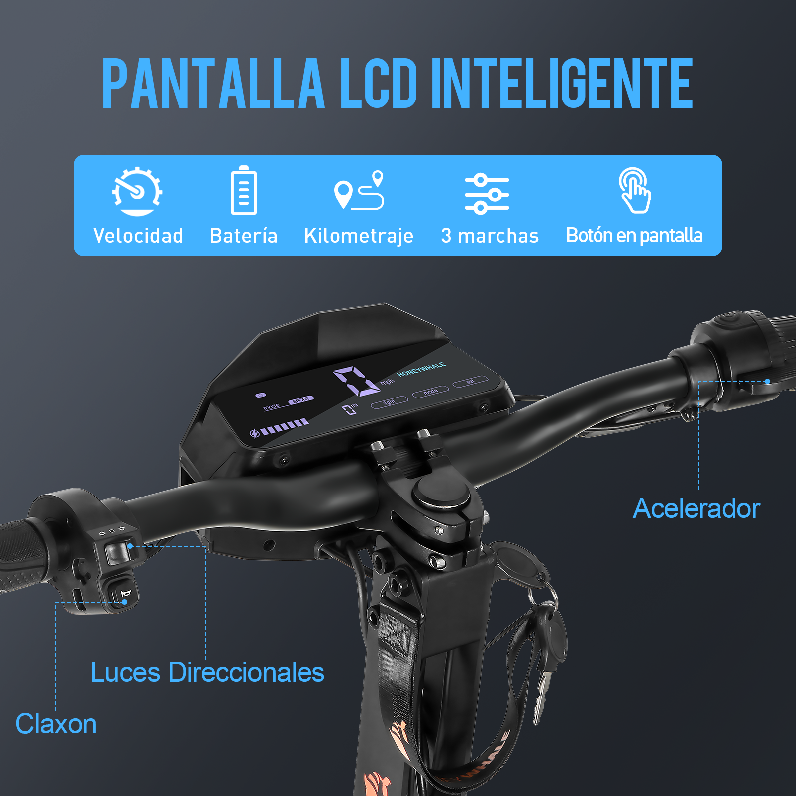 Scooter Eléctrico Honey Whale H4 Azul.