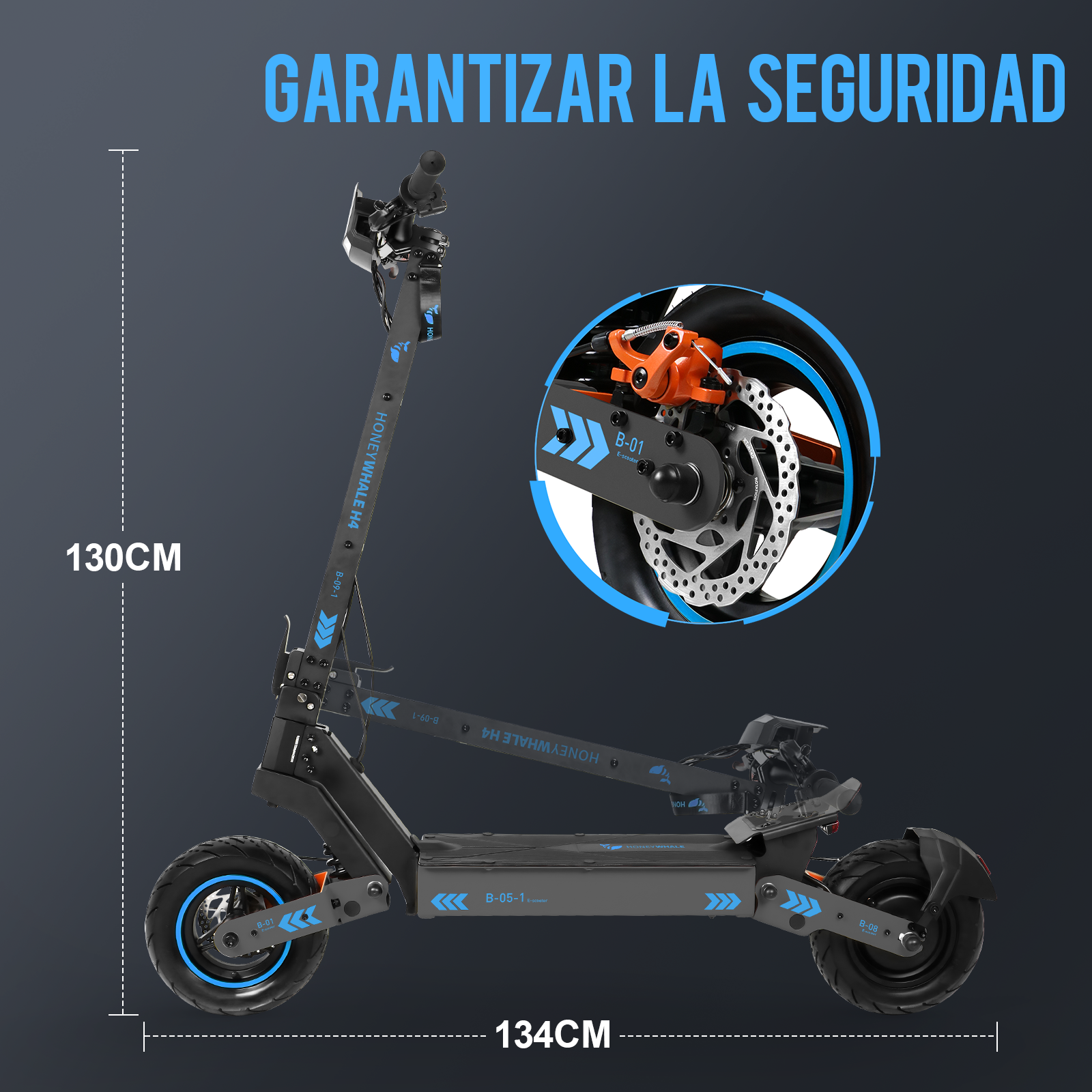 Scooter Eléctrico Honey Whale H4 Azul.