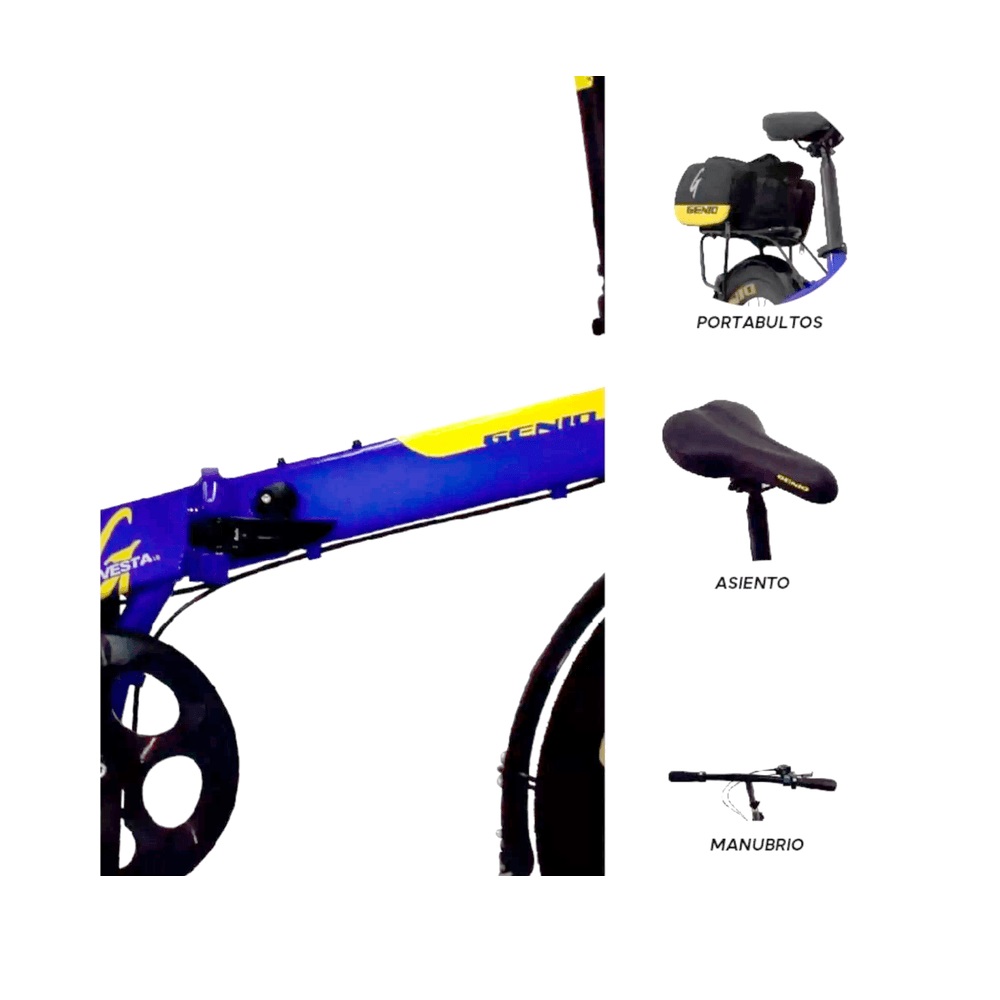Bicicleta Genio Plegable Aluminio Con Frenos De Disco R20