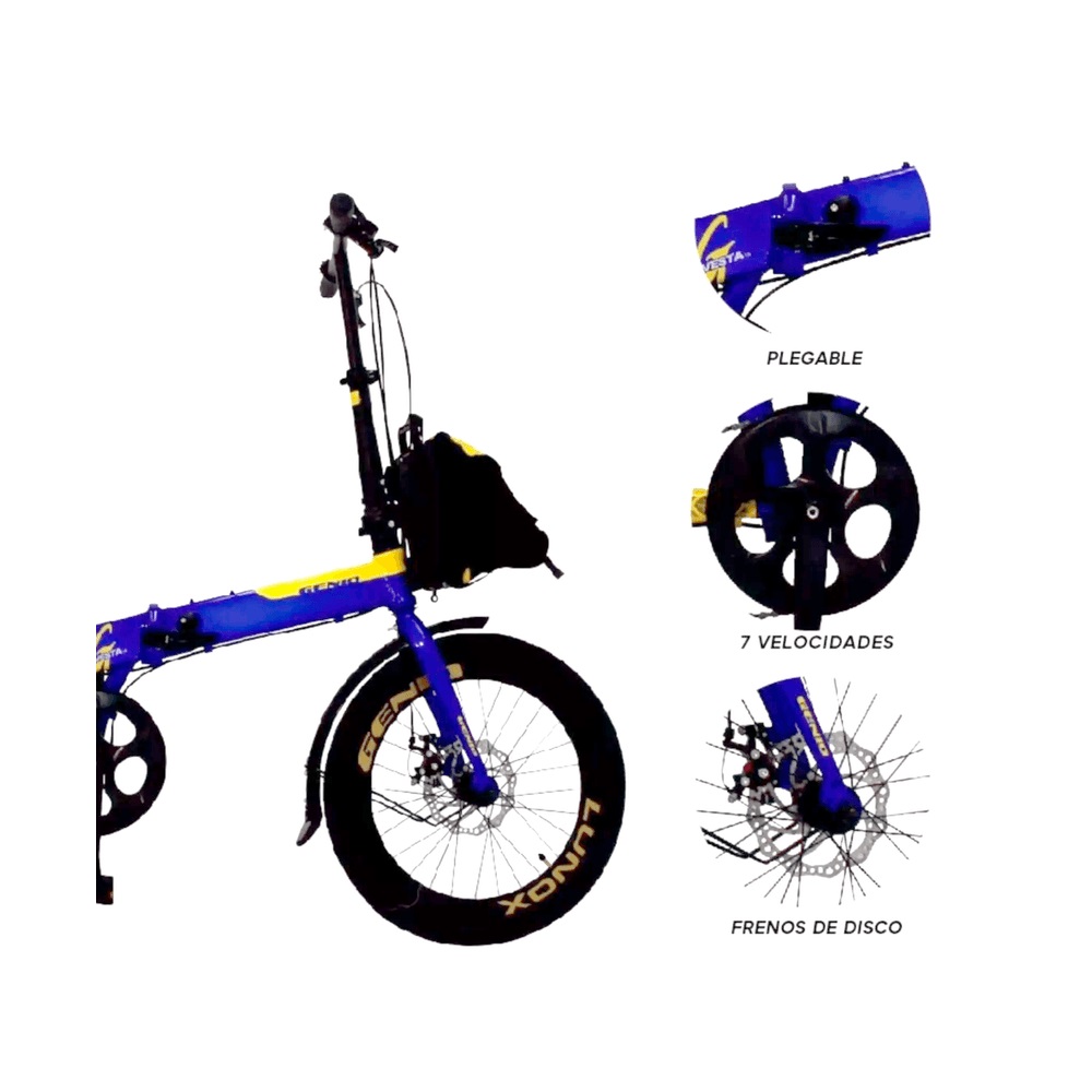 Bicicleta Genio Plegable Aluminio Con Frenos De Disco R20