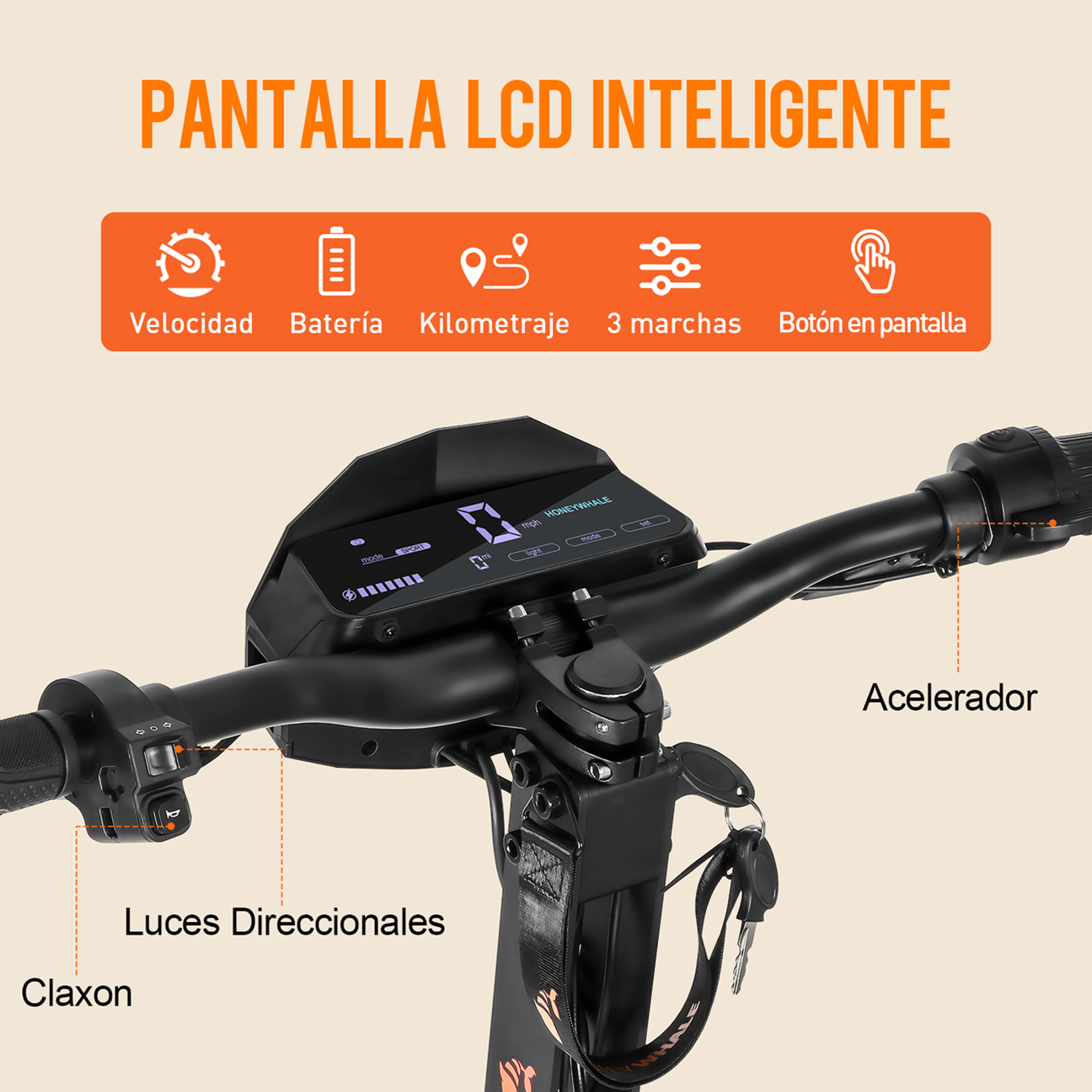 Scooter Eléctrico Honey Whale H4 Naranja.