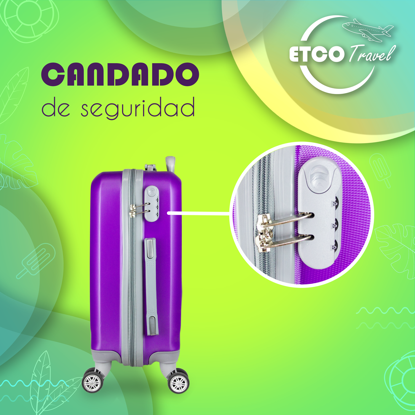 Maleta De Viaje Ligera 19 Pul Etco Travel Equipaje De Mano color Morado Avion Ruedas 360 Barata