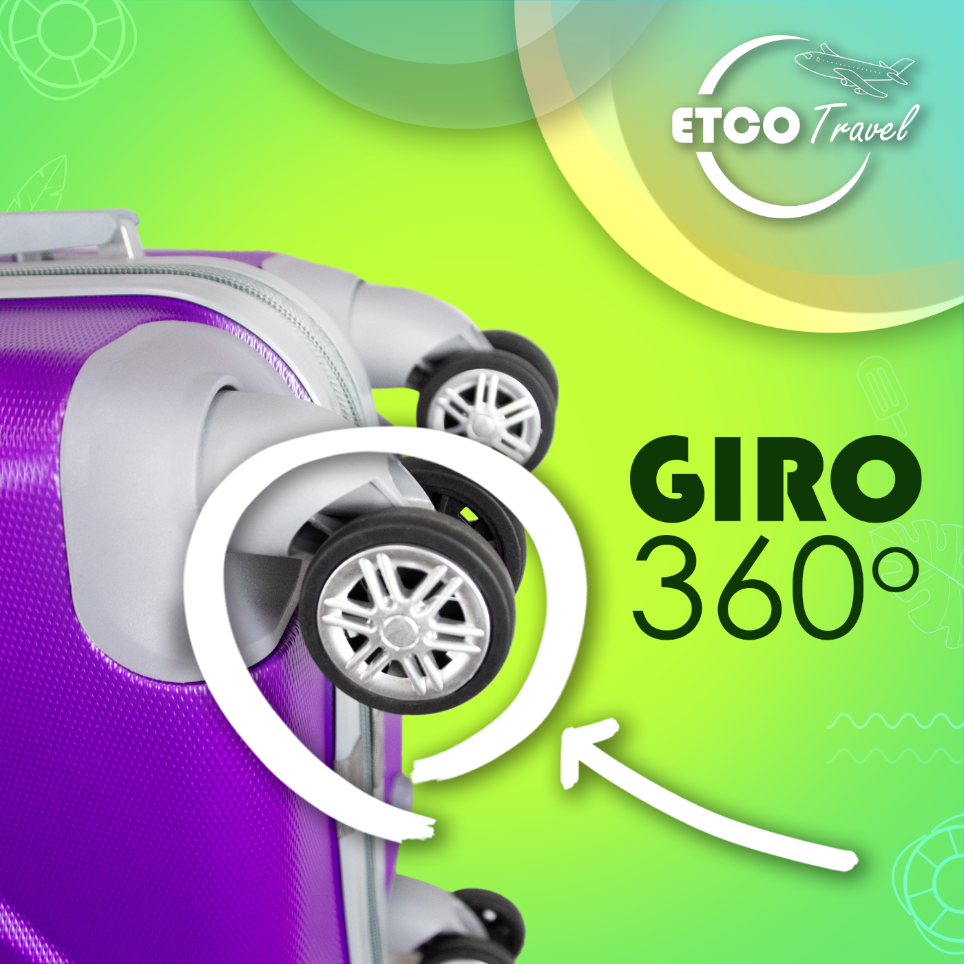 Maleta De Viaje Ligera 19 Pul Etco Travel Equipaje De Mano color Morado Avion Ruedas 360 Barata